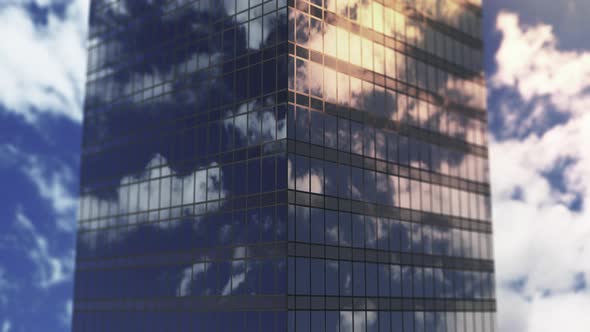 Office building windows and a bird's-eye view of the skyscraper