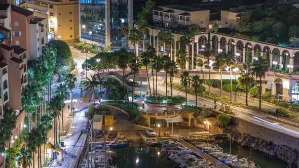 Fontvieille Night Timelapse  New District of Monaco
