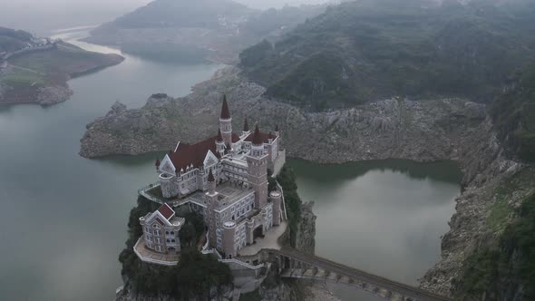 Aerial view of Jilong Castle, Guizhou province, China.