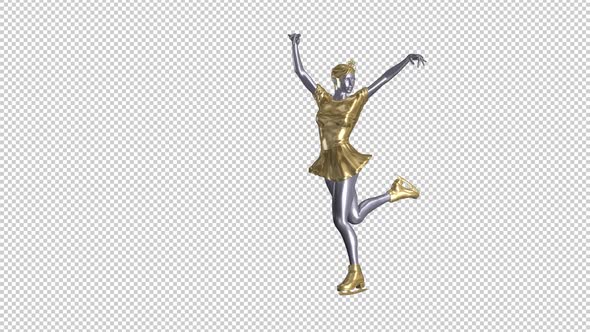 Ice Skater - Female Figurine - Gold and Silver - Skating Transition - II - Alpha Channel alt