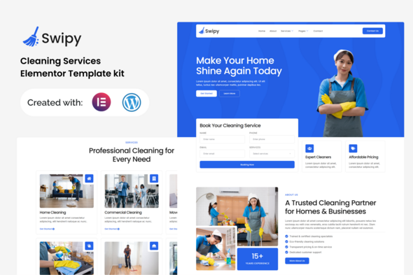 Swipy - Cleaning Services Elementor Template kit