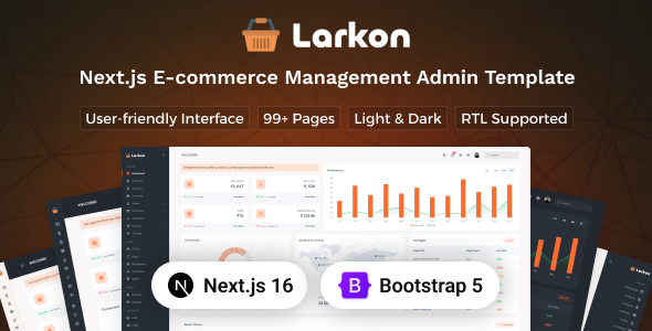 Larkon - Next.js 16 Ecommerce Management Admin & Dashboard Template