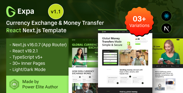 Expa – React Nextjs Currency Exchange & Money Transfer Template