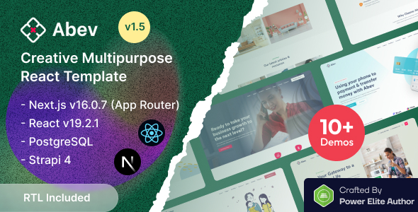 Abev - Creative Multipurpose React Nextjs 16 Template with Strapi
