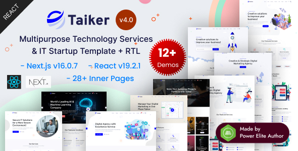 Taiker - React Nextjs 16 Technology Services & IT Startup Template
