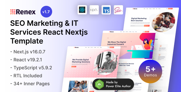 Renex - React Nextjs 16 SEO Marketing & IT Services Template