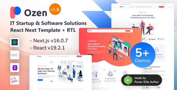Ozen – React Nextjs 16 IT Startup & Software Solutions Template