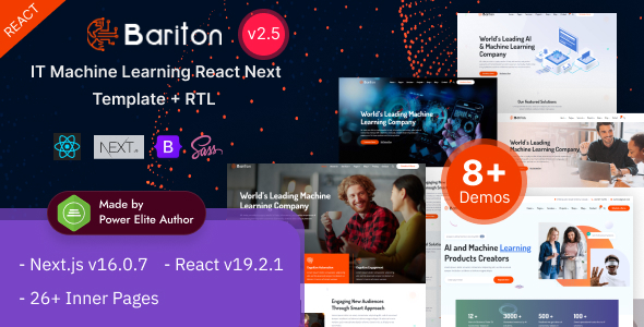 Bariton - React Nextjs 16 AI & Machine Learning Startup Template for IT Services