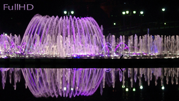 Fountain in a Night City