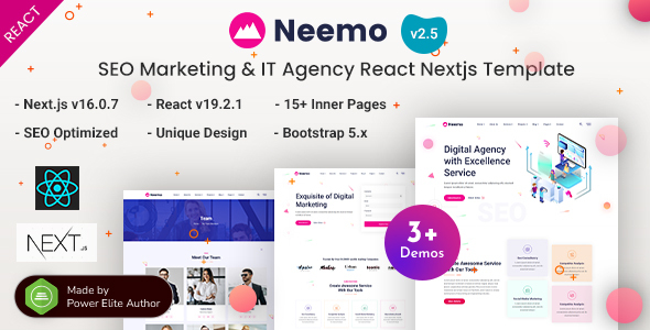 Neemo - React Nextjs 16 SEO Marketing & IT Agency Template