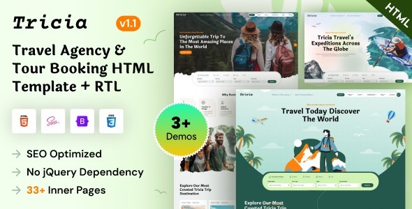 Tricia – Travel Agency & Tour Booking HTML Template