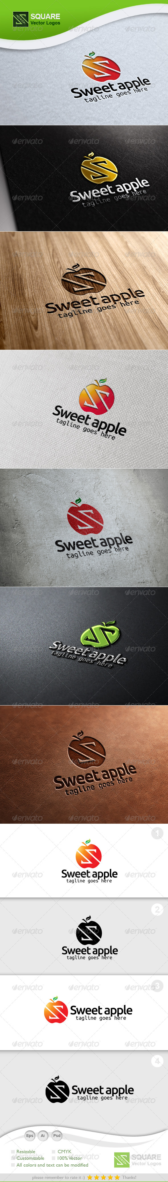 S Letter Apple Vector Logo Template