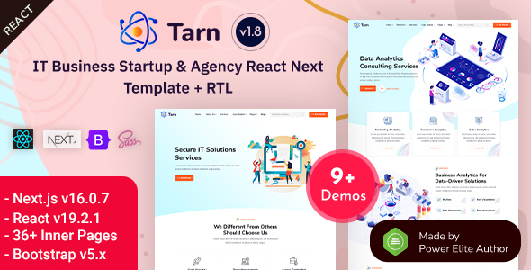 Tarn - React Nextjs 16 IT & Technology Startup Company Template