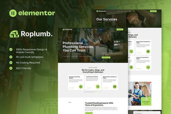 Roplumb - Plumbing Service Elementor Template Kit