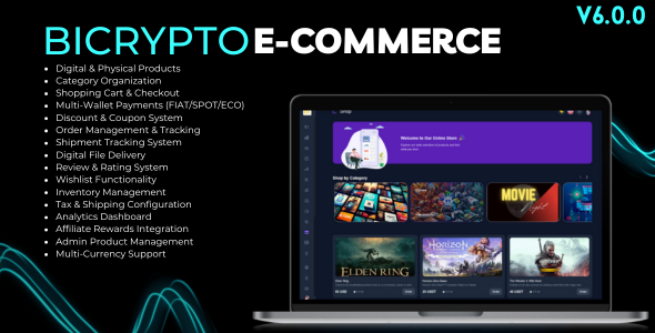 E-commerce for Bicrypto - Digital & Physical Products, Orders & Multi-Wallet Payments Addon