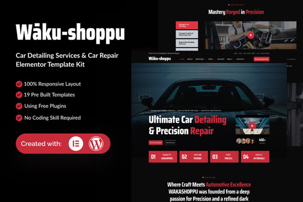Waku-shoppu - Car Detailing Service & Car Repair Elementor Template Kit