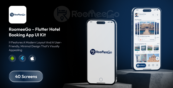 RoomeeGo – Hotel, Villa & Apartment Booking Flutter UI Kit (Modern & Minimal, 40 Screens)