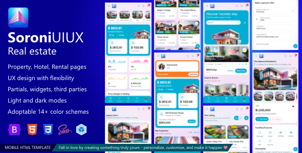 SoroniUIUX Real estate Property Rental Hotel Mobile HTML template with Bootstrap 5
