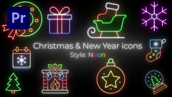 Christmas Neon Icons Pack - MOGRT