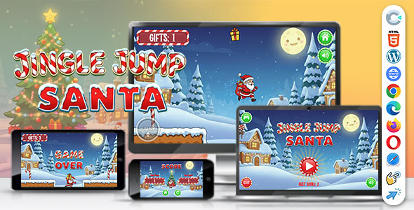 Jingle Jump Santa ( Construct 3 | C3P | HTML5) Endless Christmas Game