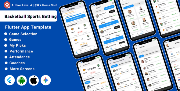 Basketball Sports Betting Flutter App Template | Live Scores, Odds & Betting Tracker