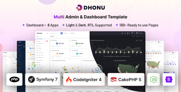 Dhonu - PHP, Symfony, CodeIgniter, CakePHP & NodeJs Admin Dashboard Template