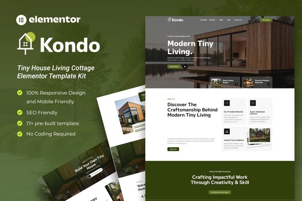 Kondo - Tiny House Living Cottage Elementor Template Kit