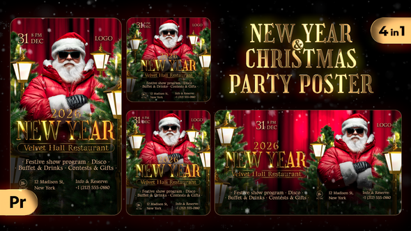 New Year & Christmas 2026 Party Poster