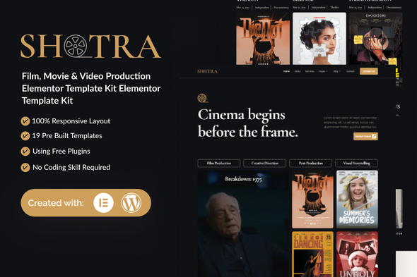 Shotra - Film, Movie & Video Production Elementor Template Kit