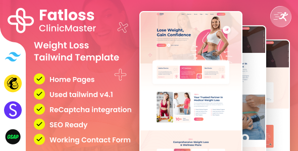 ClinicMaster - Fat Loss & Weight Management Tailwind CSS Template