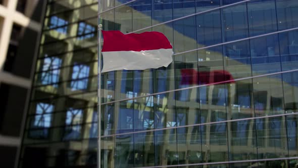 Indonesia  Flag Waving On A Skyscraper Building alt