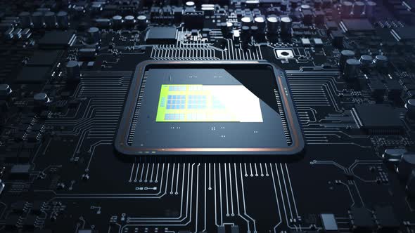 spectacular assembly of the central processor on a printed circuit board with the 5g i