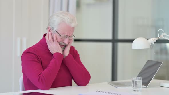 Disappointed Old Man Feeling Worried at Work