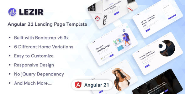 Lezir - Angular 21 Landing Page Template