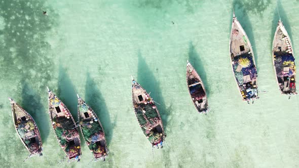 Zanzibar Tanzania  Boats on Ocean Water Near the Shore