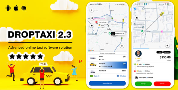 Droptaxi white label mobile taxi app software script