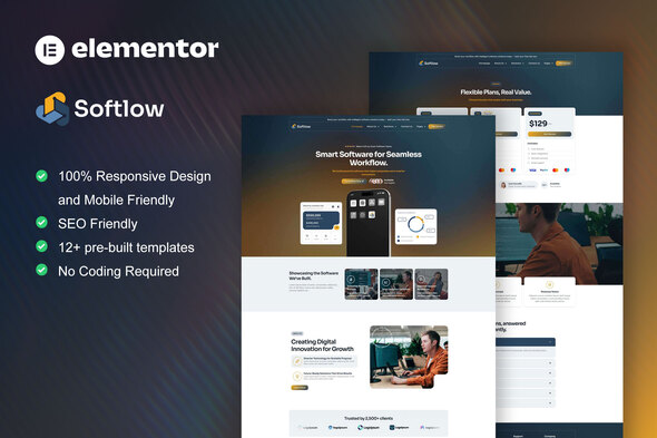 Softlow - Technology & Software Company Elementor Template Kit