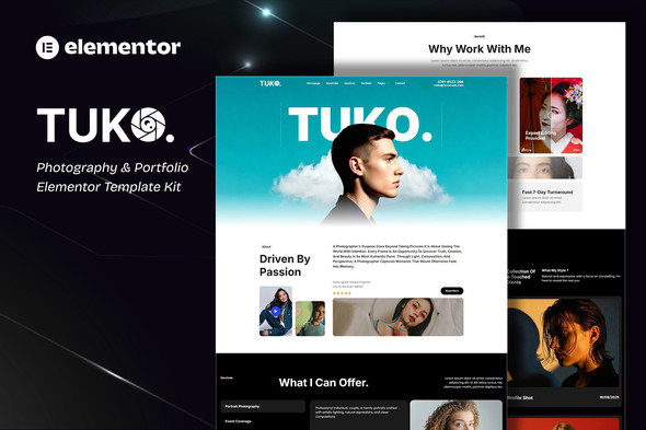 Tuko - Photography & Portfolio Elementor Template Kit