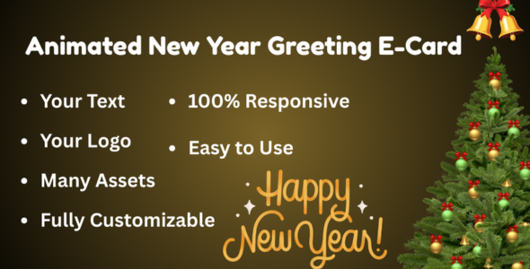 New Year Greeting E-Card with Many Effects For Gift