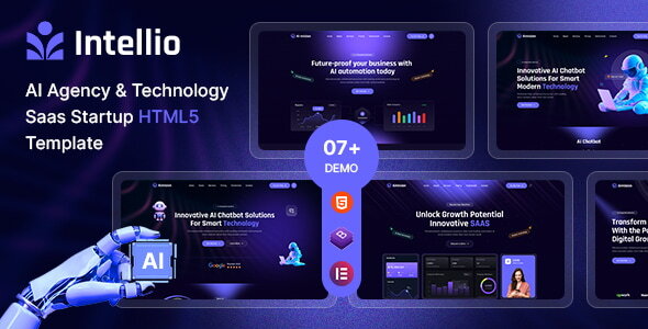 Intellio – AI Agency & Technology SaaS Startup React Nextjs Template