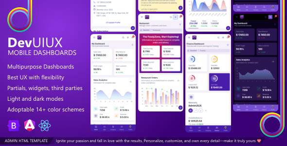 DevUIUX Mobile - A Multipurpose Bootstrap 5 Template Angular React Template Kit