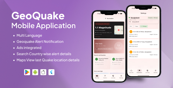 GeoQuake Alert Flutter application with Admob integration