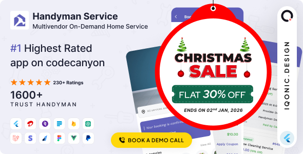 Handyman Service - On-Demand Home Services Solution (Get 2 Apps, Customer Website & Admin Panel)