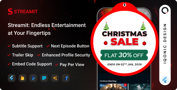 Streamit - OTT Streaming Flutter App (Add-on)