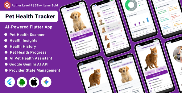 AI-Powered Pet Health Tracker Flutter App | Pet Care & Wellness | Pet Health Screening App