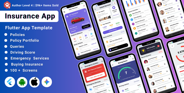 AI-Powered Insurance Agency Flutter App Template | Policy Management | Claims | Insurance App