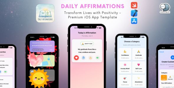 Daily Affirmations Transform Lives with Positivity Premium iOS App Template