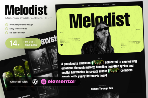 Melodist - Musician Profile Elementor Template Kit