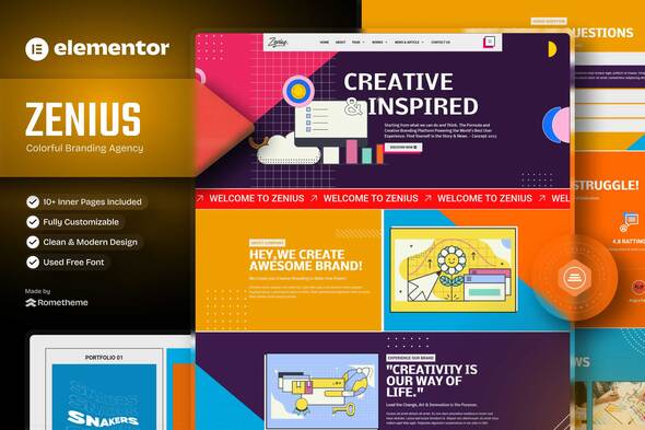 Zenius - Colorful Branding Agency Elementor Template Kit