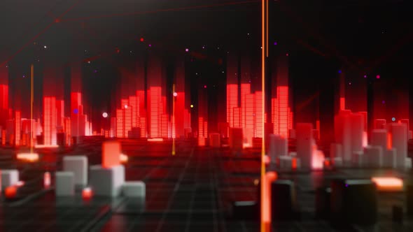 Digital City Background Red